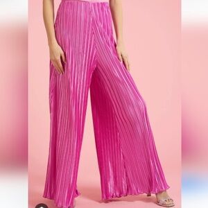 Baevely Pink Pleated Wide Leg Pants Women’s Large